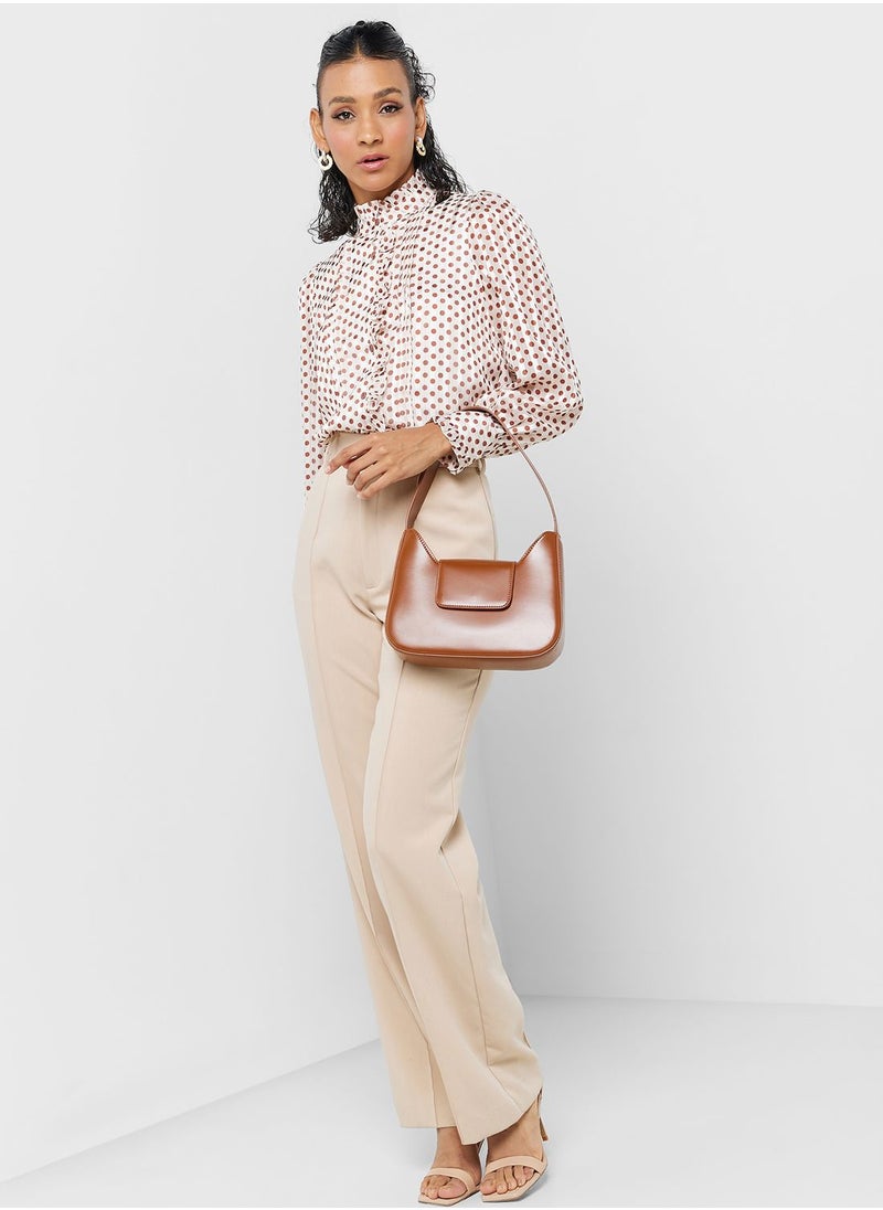 ELLA - Polka Print Button Top - Image 1