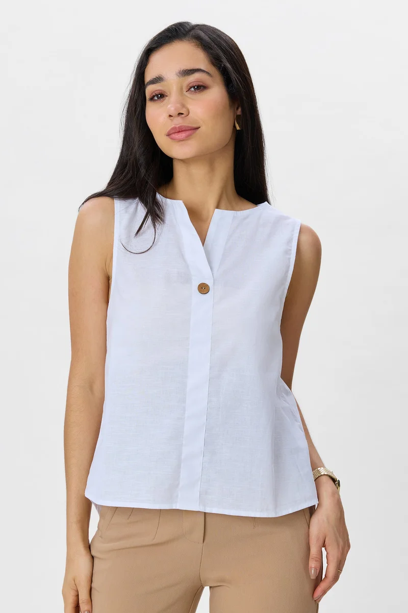 فيرجيو Solid Cotton High-Low Top for Women