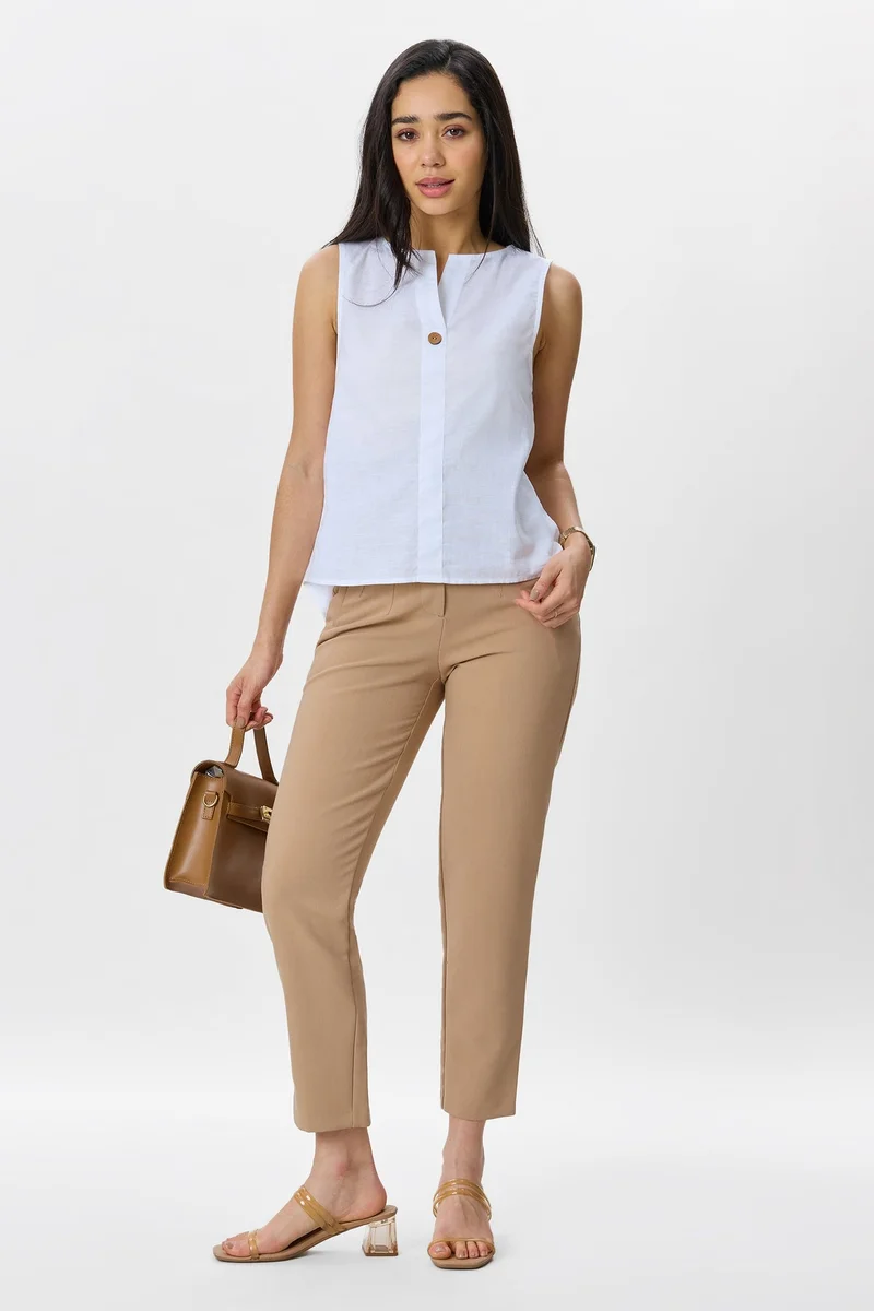 فيرجيو Solid Cotton High-Low Top for Women