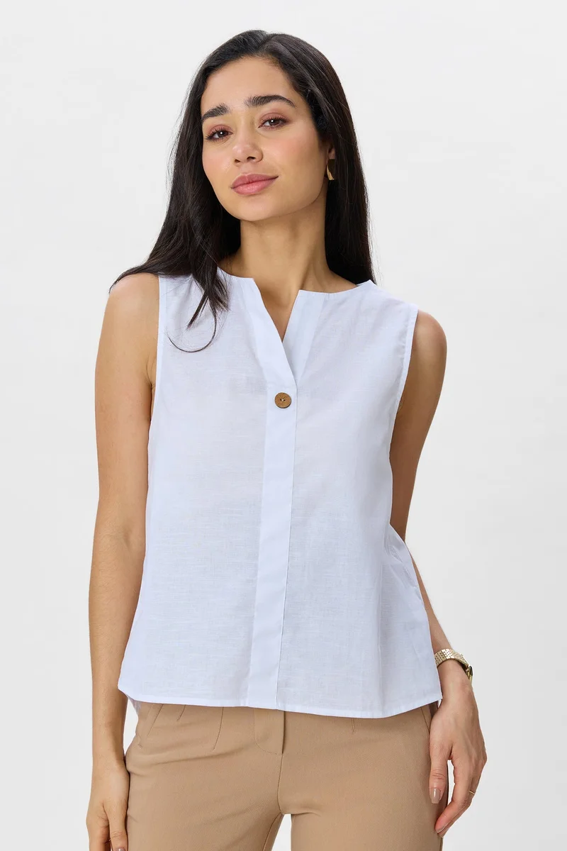 فيرجيو Solid Cotton High-Low Top for Women