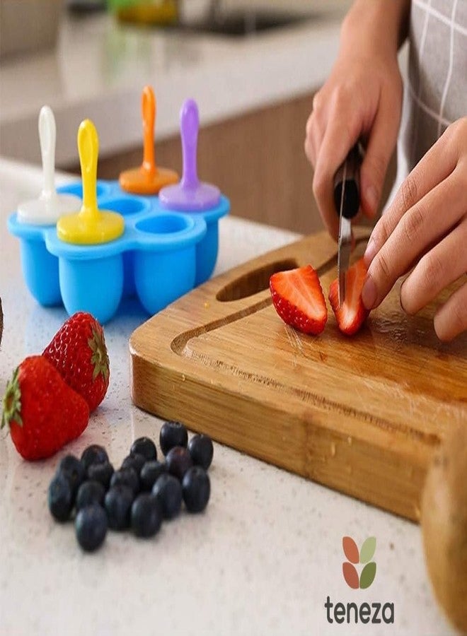 Teneza Silicone Popsicle Mould, Kulfi Moulds Set | Frozen Ice Cream | Kulfi Candy | Icecream Mold | Ice Cream Maker | Popsicle Mold | Silicone Mould | Candy Maker for Children & Adults | Blue - 3 Pcs - Image 4