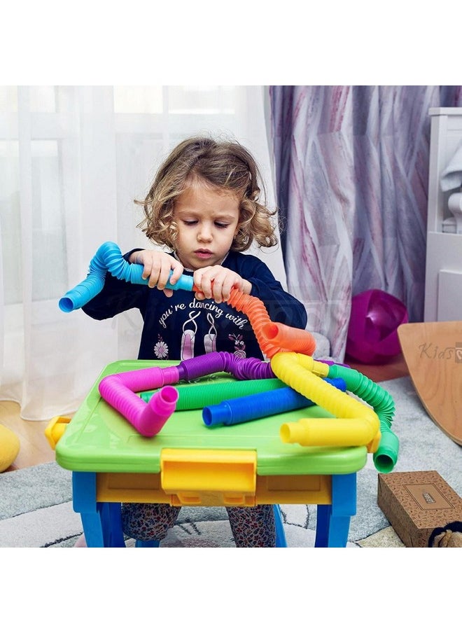 Kids Mandi - Kids Mandi Pop Tube Sensory Fidget Toy | Multi-Colour Stretchable Pipes | Decompression Anxiety Stress Relief Toy | Flexible Poptube Toy for Kids and Adults (Pack of 12) - Image 1