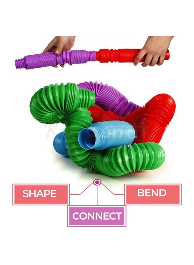 Kids Mandi - Kids Mandi Pop Tube Sensory Fidget Toy | Multi-Colour Stretchable Pipes | Decompression Anxiety Stress Relief Toy | Flexible Poptube Toy for Kids and Adults (Pack of 12) - Image 1