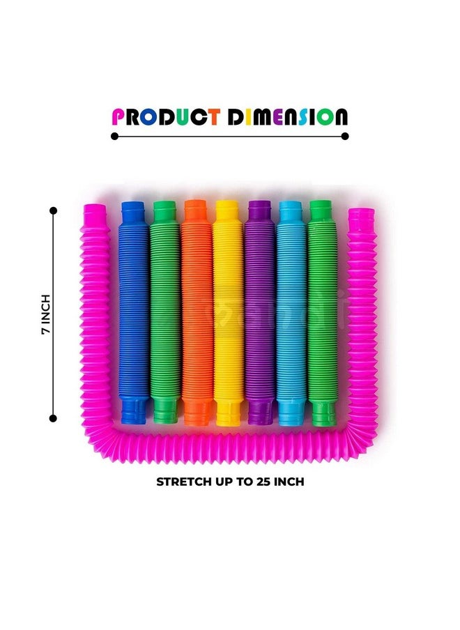 Kids Mandi - Kids Mandi Pop Tube Sensory Fidget Toy | Multi-Colour Stretchable Pipes | Decompression Anxiety Stress Relief Toy | Flexible Poptube Toy for Kids and Adults (Pack of 12) - Image 1