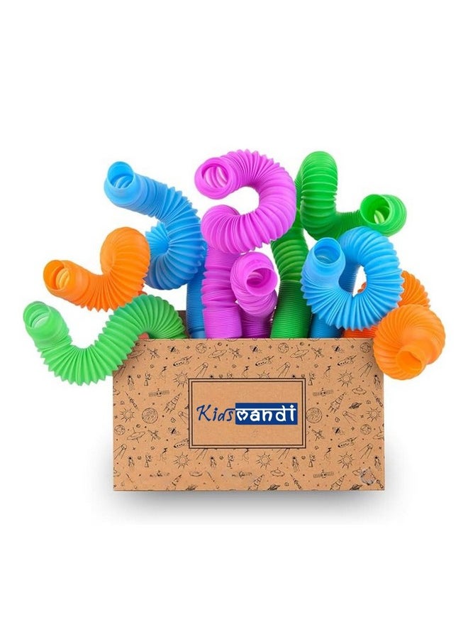 Kids Mandi - Kids Mandi Pop Tube Sensory Fidget Toy | Multi-Colour Stretchable Pipes | Decompression Anxiety Stress Relief Toy | Flexible Poptube Toy for Kids and Adults (Pack of 12) - Image 1