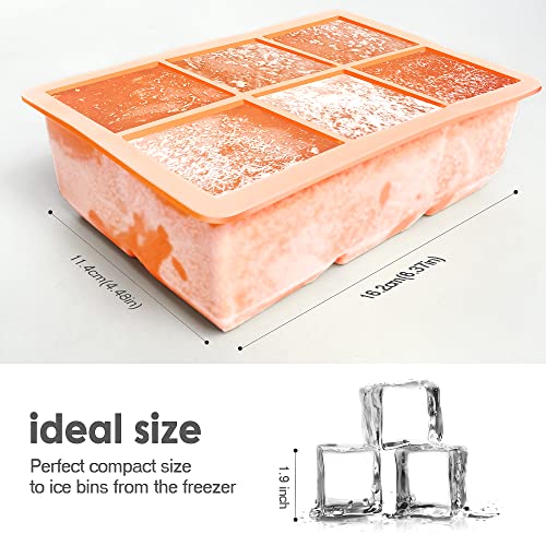 Excnorm Silicone Ice Cube Trays 3 Pack - Large Size Silicone Ice Cube Molds with Leak Proof Removable Lid Square Ice Cube Tray And BPA Free for Cocktail,Whiskey, Stackable Flexible Ice - Image 3