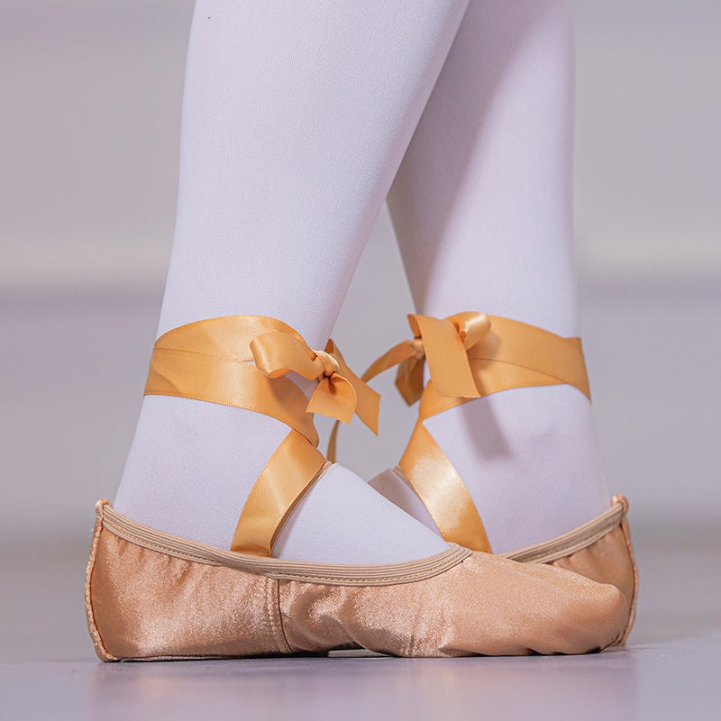 Satin Ribbon Adult Children''s Dance Shoes Soft Sole Women''s Yoga Shoes Practice Shoes Belly Ballet Shoes Cat Claw Shoes