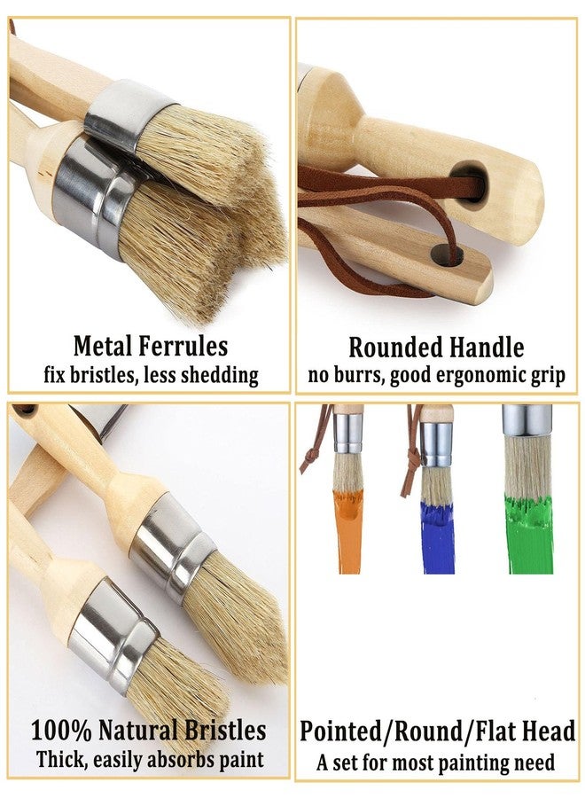 Acrux7 6 PCS Chalk Wax Paint Brush, Chalk Paint Brushes for Furniture, Natural Bristles Stencil Brushes for Stenciling, Wax Brush for Painting Waxing Furniture, Home Decor, Acrylic Paint, Milk Paint - Image 3