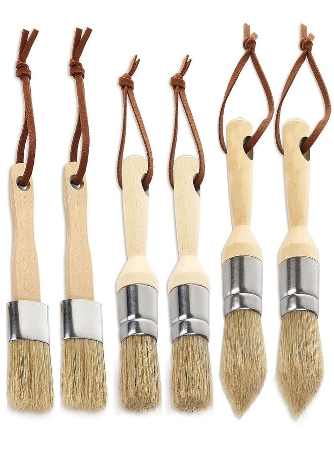 Acrux7 6 PCS Chalk Wax Paint Brush, Chalk Paint Brushes for Furniture, Natural Bristles Stencil Brushes for Stenciling, Wax Brush for Painting Waxing Furniture, Home Decor, Acrylic Paint, Milk Paint - Image 1