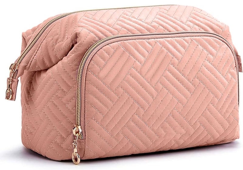 INOVERA (LABEL) Makeup Pouch for Women, Girls - Cosmetic Organizer Kit - Toiletry Bags (Rose Gold) - Image 1