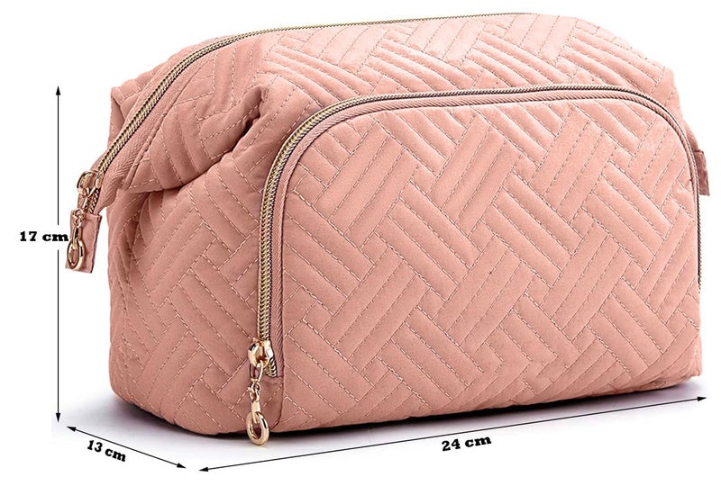 INOVERA (LABEL) Makeup Pouch for Women, Girls - Cosmetic Organizer Kit - Toiletry Bags (Rose Gold) - Image 2