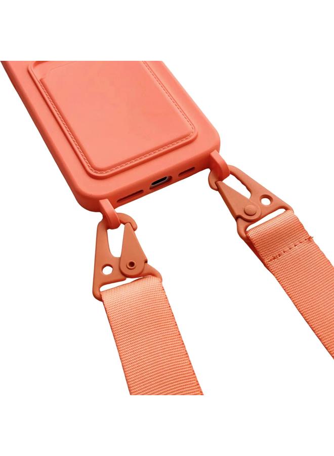 S-TOP Case For iPhone 14 Plus Card Slot Liquid Silicone Phone Case with Lanyard - Image 5
