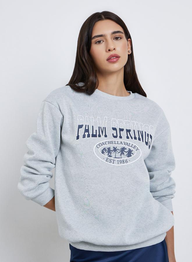 Take Two Grey Palm Springs Graphic Regular Sweatshirt - Image 3
