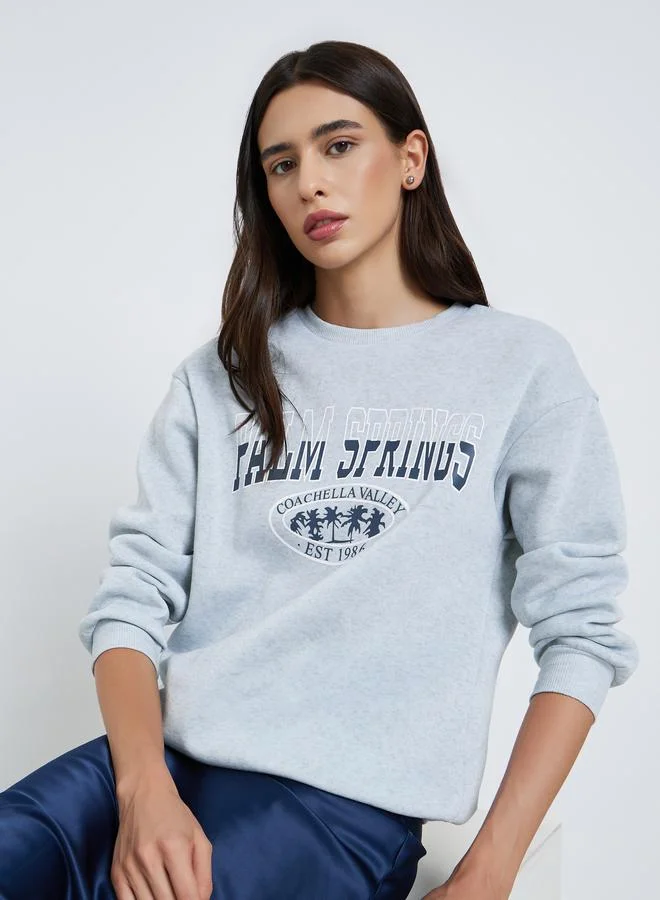 Take Two Take Two Grey Palm Springs Graphic Regular Sweatshirt