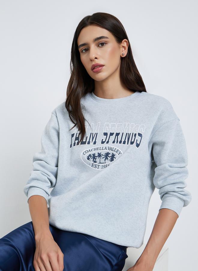 Take Two Grey Palm Springs Graphic Regular Sweatshirt - Image 1