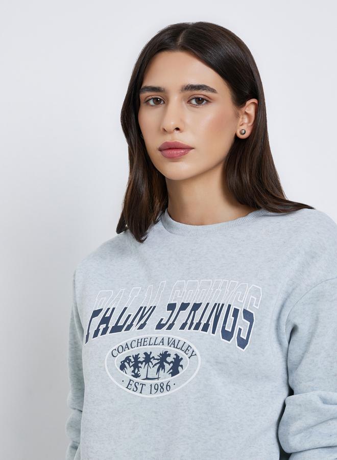 Take Two Grey Palm Springs Graphic Regular Sweatshirt - Image 4