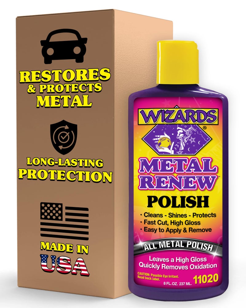 Wizards Metal Polish Cream Metal Renew - Cleans, Shines and Protects All Metals - Cream Fast-Cut Polish and Stainless Steel Cleaner - High Gloss Metal Polish - 8 oz - Image 1