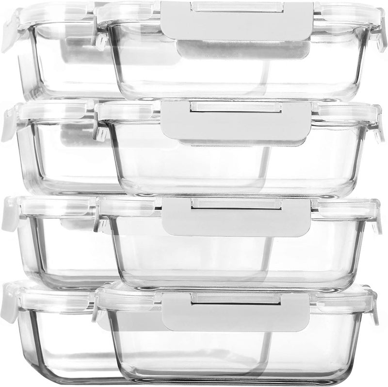 M MCIRCO [8-Pack,30 oz]Glass Meal Prep Containers,MCIRCO Glass Food Storage Containers,Airtight Glass lunch Containers with Lids - BPA-Free Microwave, Oven, Freezer and Dishwasher, White - Image 1