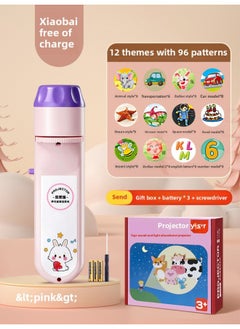 Projector Flashlight Children's Children's Children's Day Gift Educational Early Education Star Light Toy Girl Boy Baby Story Machine-Color:Little White Rabbit [12 Sets Of Themes, 96 Patterns, Free Batteries + Screwdriver + Exquisite Gift Box]