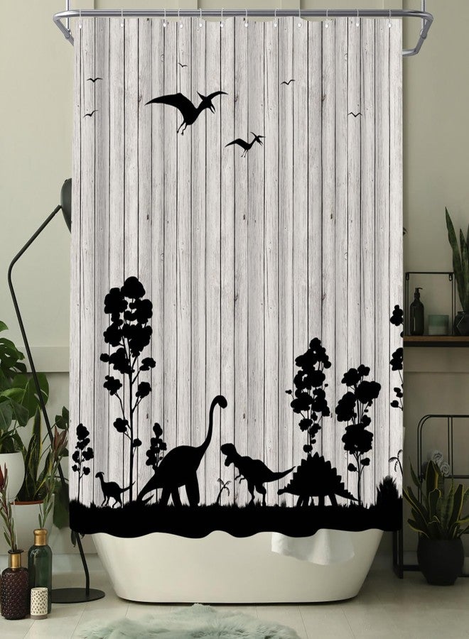 Welmeco ستارة حمام WELMECO بتصميم ديناصور، ستارة حمام حيوانات، أسود ورمادي، 72×72 بوصة، قماش بوليستر - Image 3