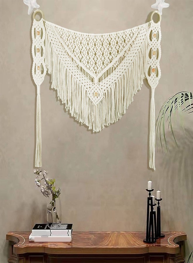 kiido Large Macrame Wall Hanging Boho Tapestry Curtain Fringe Woven Bohemian Wall Decor Home Decoration for Apartment Bedroom Living Room Gallery Baby Nursery-Blossom 35.4" W X 26" H - Image 1