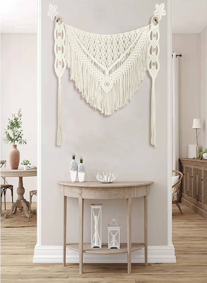 kiido Large Macrame Wall Hanging Boho Tapestry Curtain Fringe Woven Bohemian Wall Decor Home Decoration for Apartment Bedroom Living Room Gallery Baby Nursery-Blossom 35.4" W X 26" H - Image 3