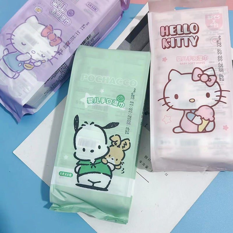 Kt Cat Pacha Dog Strawberry Wipes Disposable Children'S Hand Mouth Cleaning Wet Wipes Portable Small Bag Mini - Image 2