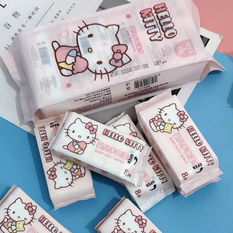 Kt Cat Pacha Dog Strawberry Wipes Disposable Children'S Hand Mouth Cleaning Wet Wipes Portable Small Bag Mini - Image 5