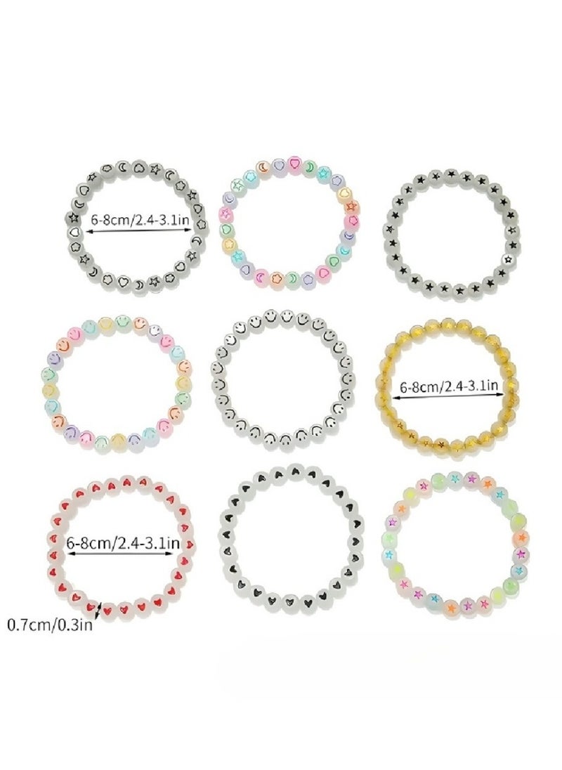 LIXADA 9pcs Girls Heart Star Cloud Smiling Face Luminous Beads Bracelet Set Girls Accessories, Ideal choice for Gifts for Kids Age 5+  - Image 2