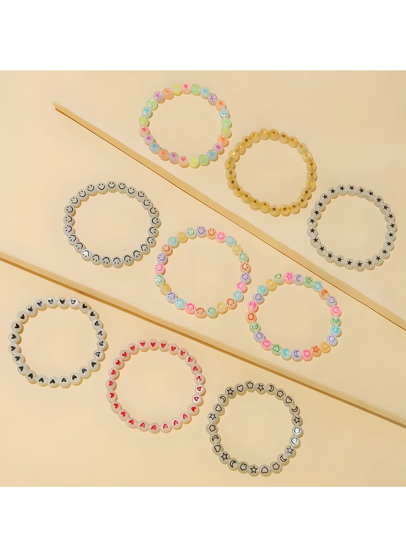 LIXADA 9pcs Girls Heart Star Cloud Smiling Face Luminous Beads Bracelet Set Girls Accessories, Ideal choice for Gifts for Kids Age 5+  - Image 4