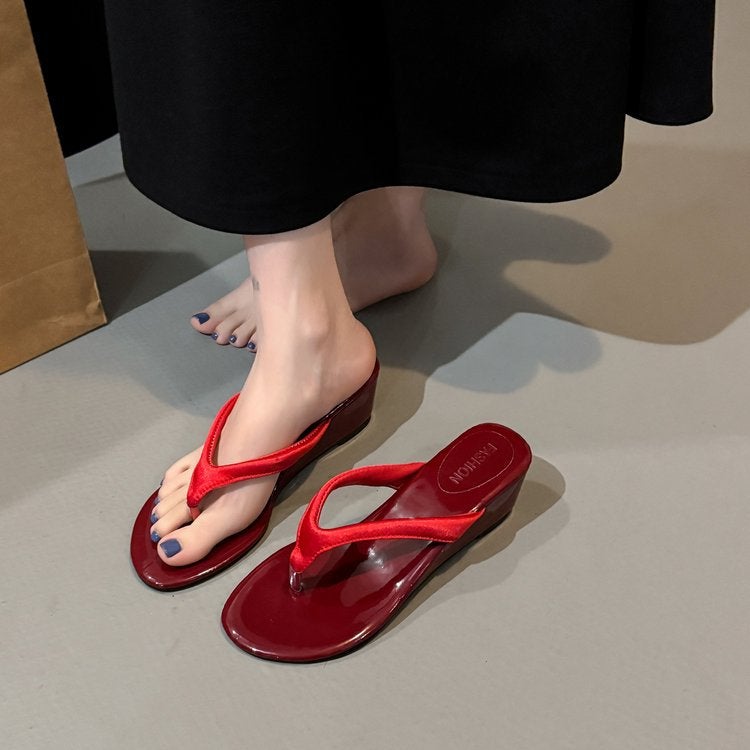 Women's Korean Style Wedge Flip Flops with Leopard Print Summer 2026 - Image 4