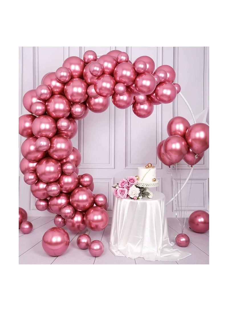 JOLLITY LLC بالونات كروم معدنية 50 قطعة 12 بوصة هيليوم لامعة وسميكة من اللاتكس لتزيين الحفلات (كروم وردي) - Image 1