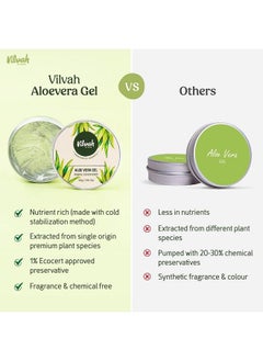 vilvah STORE Aloe Vera Gel ; With Pure Natural Aloe Vera ; For Face Styling Gel For Hair Skin Moisturizer ; Hydrates And Soothes ; With Vitamin E And No Paraben ; 100G (Pack Of 1)  - Image 3