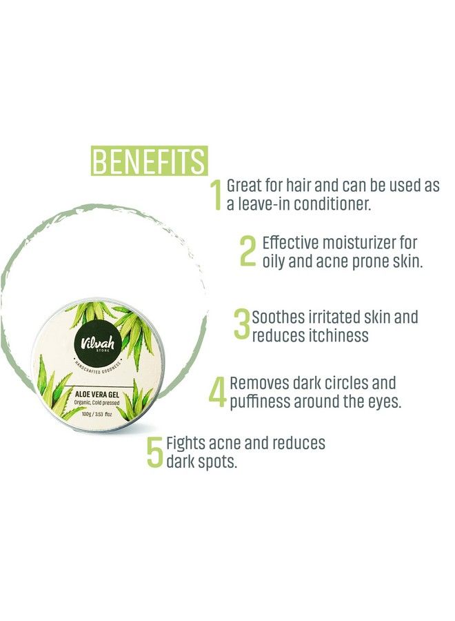 vilvah STORE جل الصبار ; مع خلاصة الصبار الطبيعية النقية؛ جل تصفيف الوجه ومرطب بشرة الشعر؛ يرطب ويلطف؛ مع فيتامين E وخالي من البارابين؛ 100 جرام (عبوة من 1) - Image 4