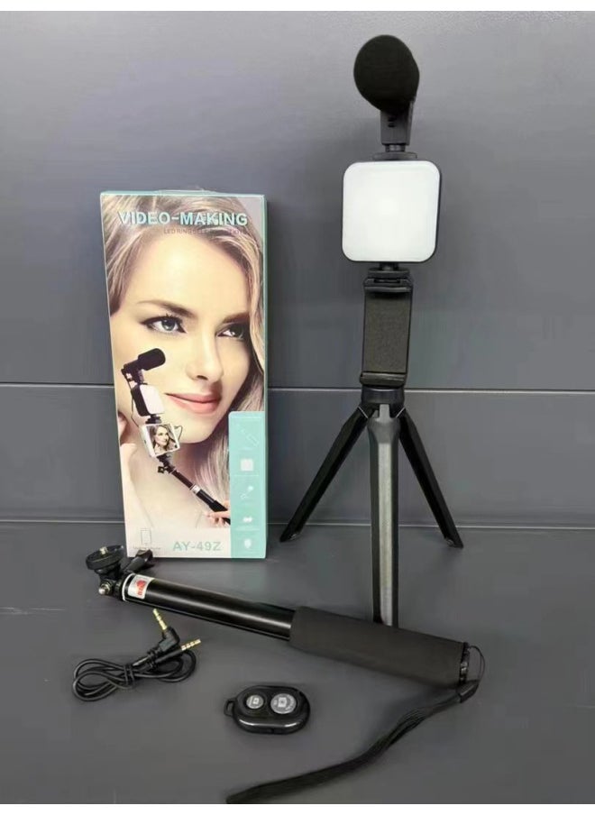 Generic Manufacturer AY49 Mobile Phone Multi-function Fill Light Vlgo Live Broadcast Beauty Fill Light With Microphone Clip In Stock-Light Source Color:AY49-Z  - Image 1