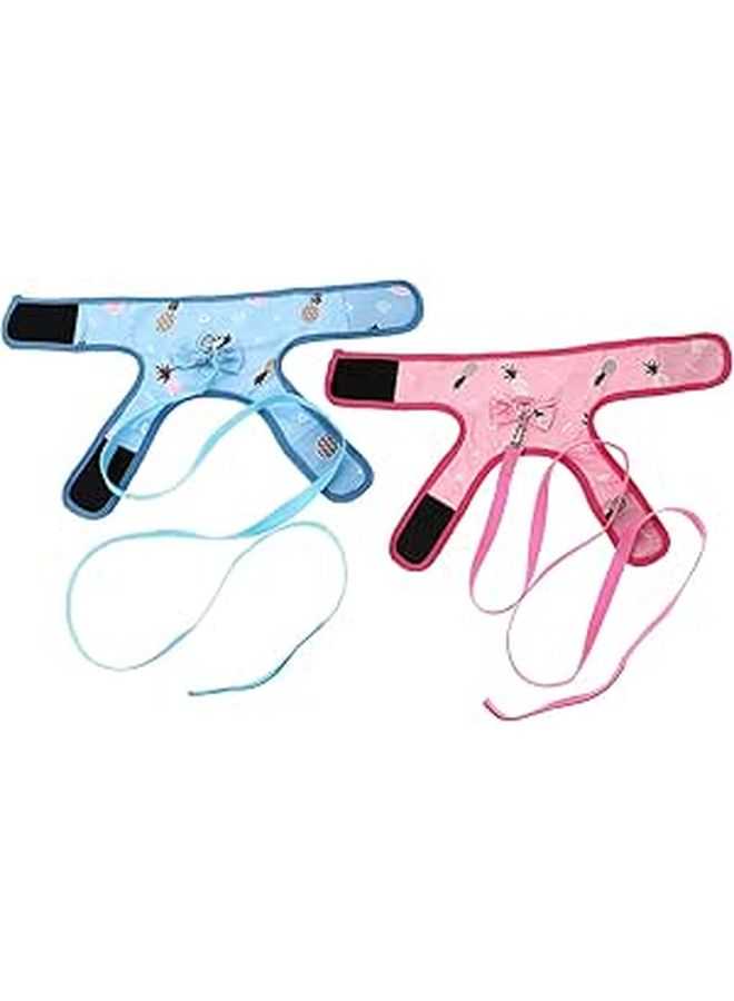 Adjustable Rabbit Harness And Leash Set Soft Vest For Walking Size L Pink Blue - Image 1