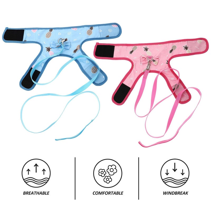Adjustable Rabbit Harness And Leash Set Soft Vest For Walking Size L Pink Blue - Image 4