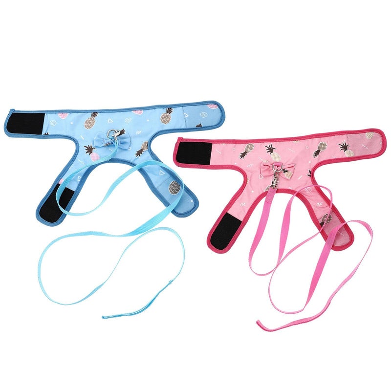 Adjustable Rabbit Harness And Leash Set Soft Vest For Walking Size L Pink Blue - Image 2