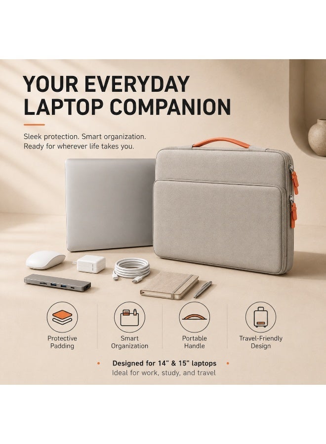 QIYUE 14 Inch Waterproof Laptop Bag, Compatible with MacBook Pro 14 Inch (M2/M3/M4 A2442/A2779/A2918/A2992/A3402) & MacBook Air 13.6/15.3, also fits Lenovo Xiaoxin Pro 14, HP Pavilion 14, Dell XPS 14, Samsung Galaxy Book 14, Huawei MateBook 14 Ultra-Thin Notebook Handbag - Image 3