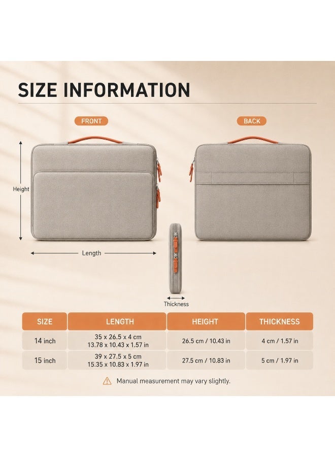 QIYUE 14 Inch Waterproof Laptop Bag, Compatible with MacBook Pro 14 Inch (M2/M3/M4 A2442/A2779/A2918/A2992/A3402) & MacBook Air 13.6/15.3, also fits Lenovo Xiaoxin Pro 14, HP Pavilion 14, Dell XPS 14, Samsung Galaxy Book 14, Huawei MateBook 14 Ultra-Thin Notebook Handbag - Image 2