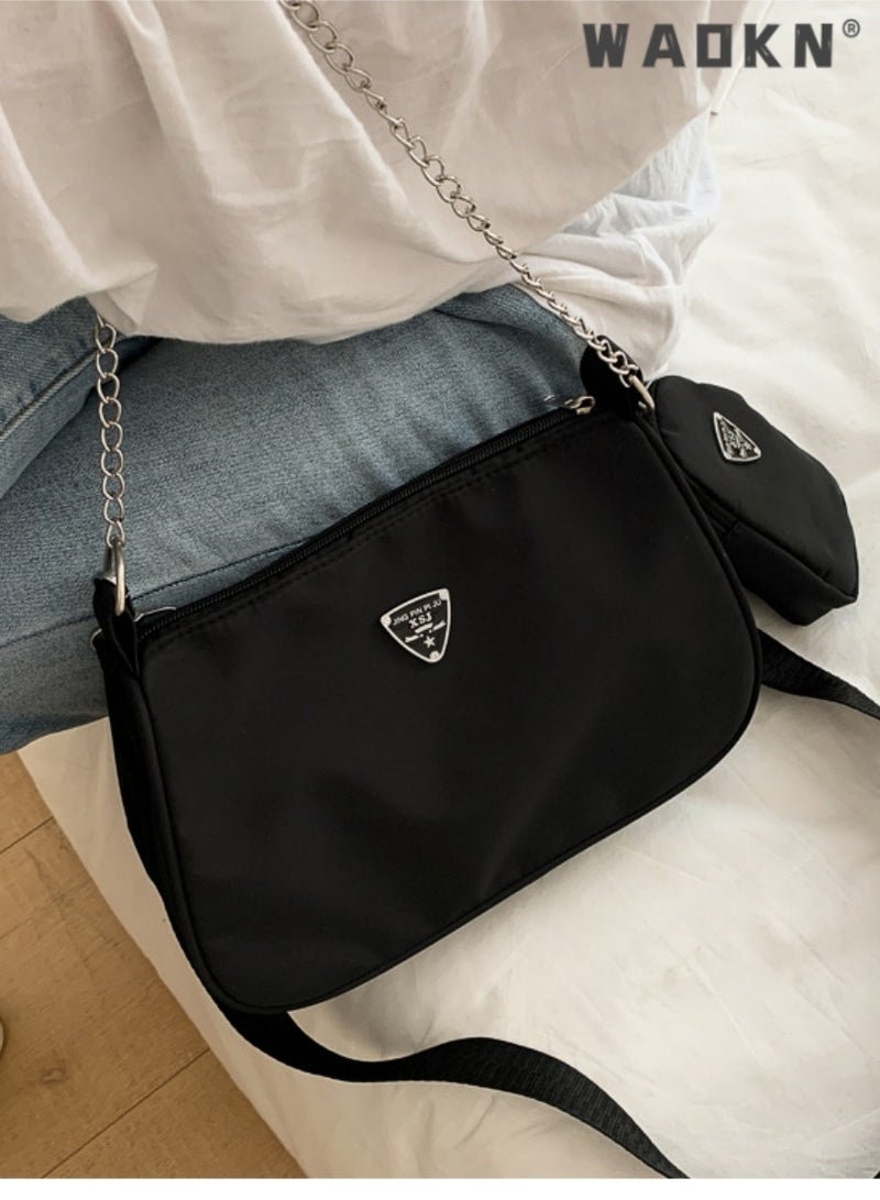 WAOKN Fashion and popular summer Korean handbag women's bag all-match two-piece set fashion chain shoulder Messenger bag  - Image 1