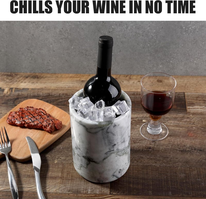 BCS Marble Wine Bottle Chiller Bucket - Versatile Wine Chillers for Bottles - Handcrafted Wine & Champagne Cooler for Parties, Dinner - Applicable to Kitchen Utensil Holder Ideal for Wine Enthusiasts - Image 2