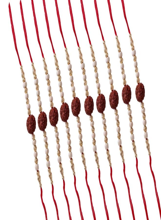 Suninow Designer RUDRAKSH Thread Rakhi (Pack of 10)