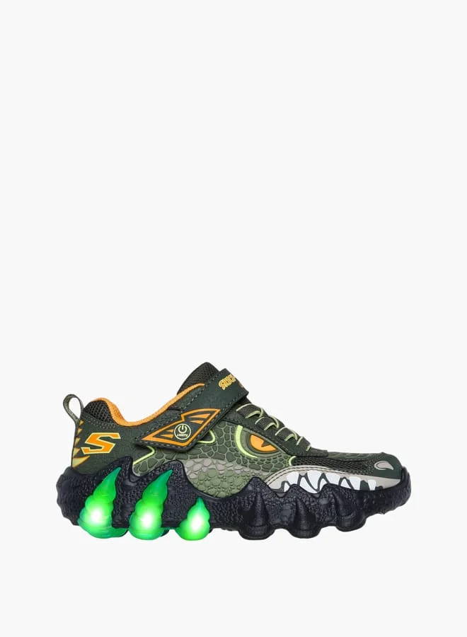 SKECHERS Boys' Logo Detail Light-Up Sneakers With Hook And Loop Closure - Skech O Saurus Lights 2.0