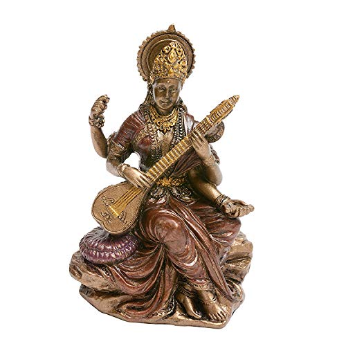 Idol Collections Saraswati Idol Sculpture Hindu Goddess of Knowledge, Music & Art 8.0 cm Height - Image 1