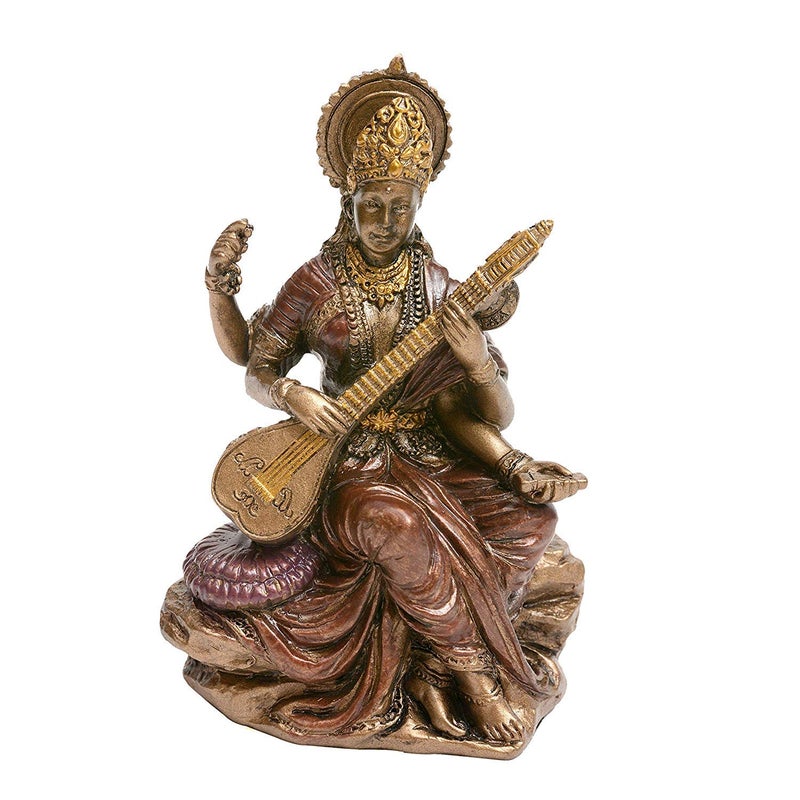 Idol Collections Saraswati Idol Sculpture Hindu Goddess of Knowledge, Music & Art 8.0 cm Height - Image 5