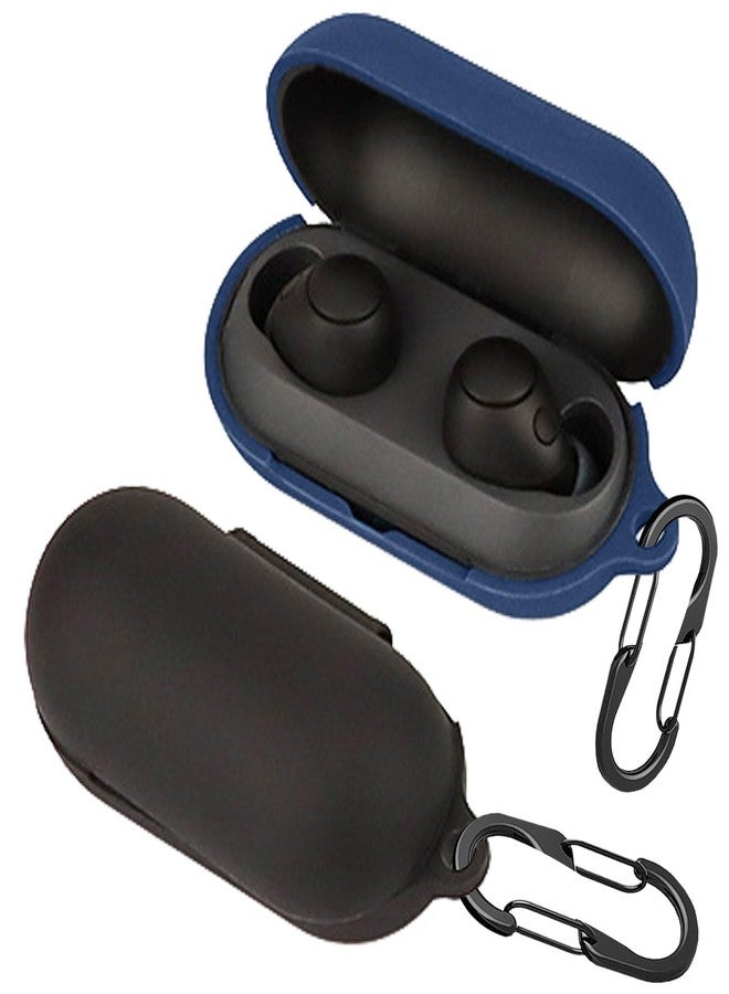 EasyBee [2 Pack] easyBee Case Compatible with Sony WF-C700N Bluetooth Headphone Charging Cover with 2 Keychain, Soft Liquid Silicone Ultra Thin Shockproof Protective Kit - Black Blue - Image 1