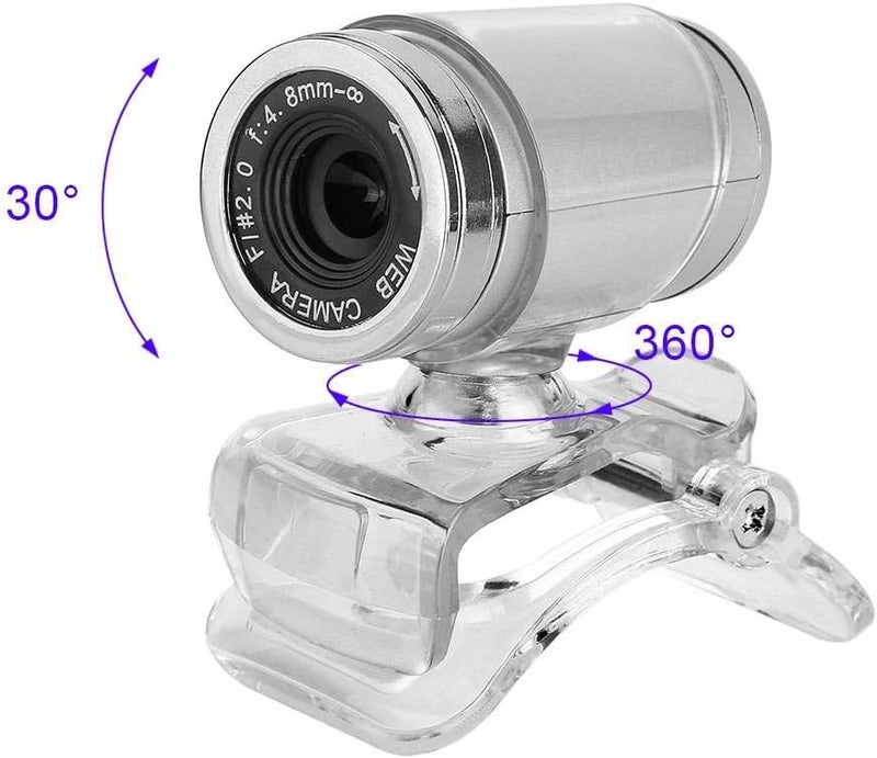klarako HD 720P CMOS Night-Vision Webcam for Live Streaming 360 Clip-on USB Pro Web Camera Desktop Webcam with Microphone, 12 Megapixel Video Cam Plug Play(Black Silver) - Image 3