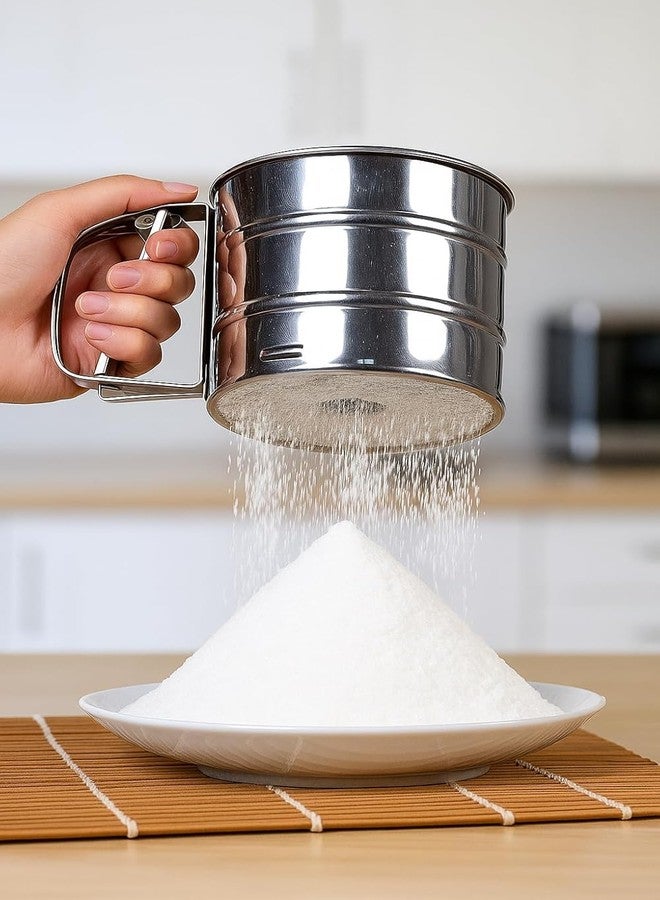 Woffely Premium Stainless Steel Flour Sifter – Handheld Baking Sieve with Fine Mesh Screen, Ergonomic Handle, Ideal for Flour, Sugar, Cocoa & Baking Ingredients - Image 3