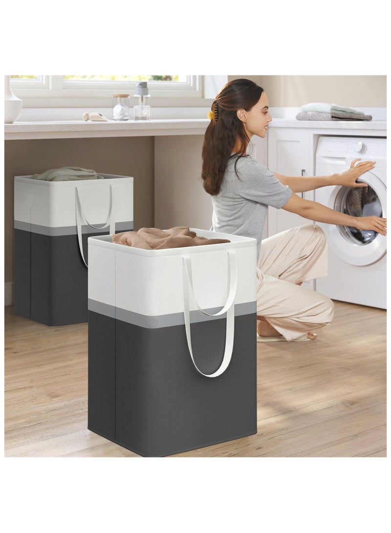 2 Pack Laundry Basket, Collapsible Laundry Bag with Easy Carry Handles, Freestanding Laundry Hamper for Clothes, Blankets, Cushions - Image 2